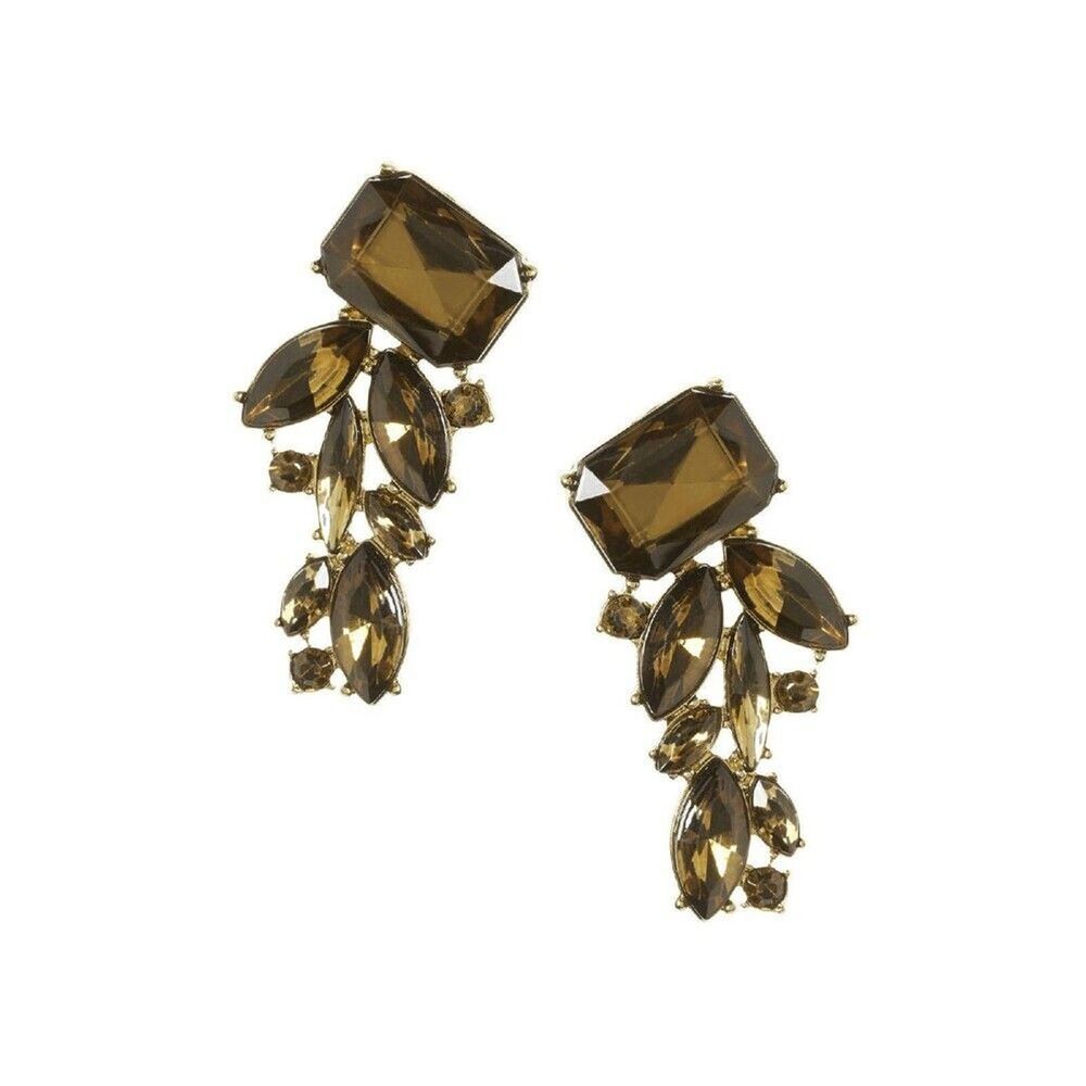 Banana Republic Gold Bronze Peacock Cluster Curved Statement Earrings NWT $79.50